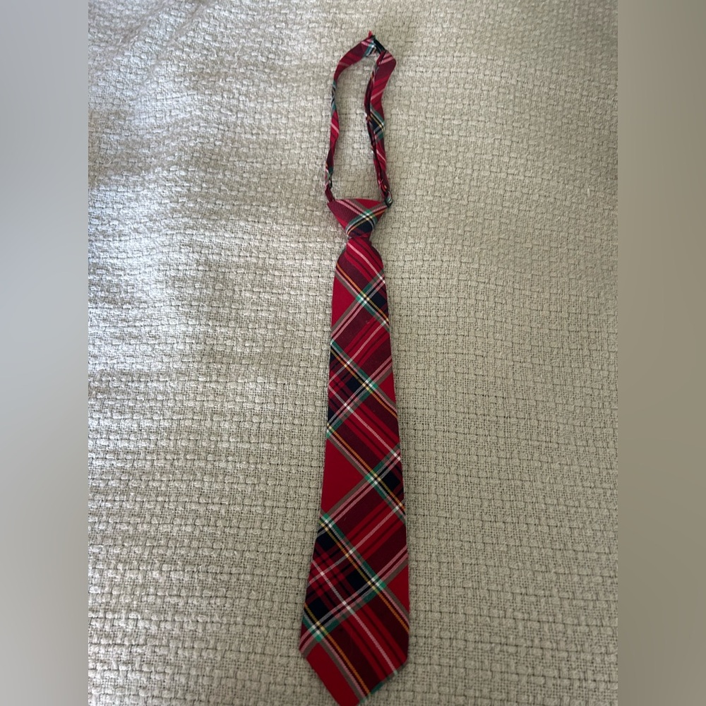 Kids Red Plaid Tie
